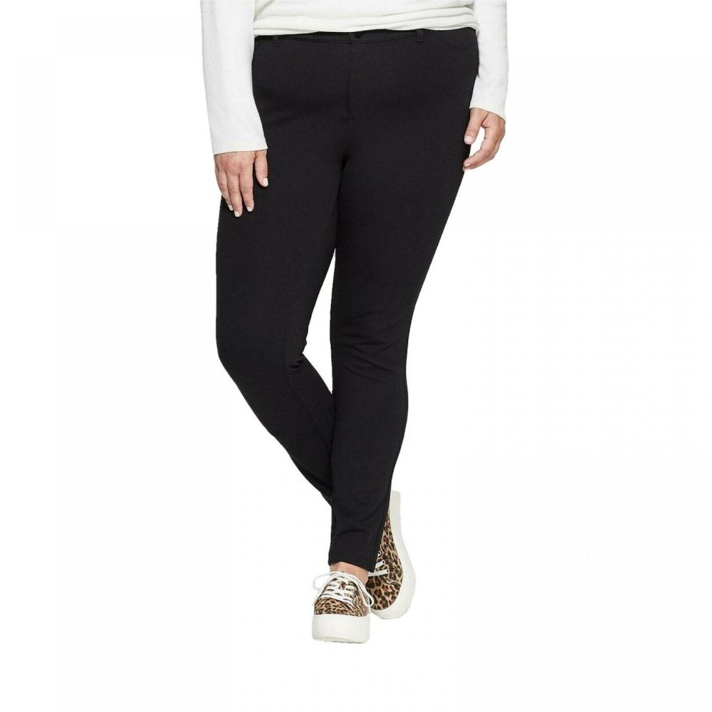 NWT Ava & Viv Pockets Ponte Skinny Pants 20W Black - Picture 1 of 6